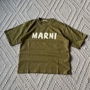 Marni Logo Lettering Mens T-Shirt Green